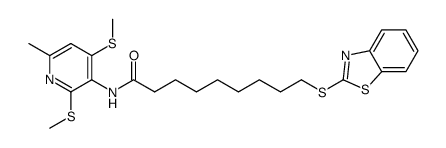 9-(benzothiazol-2-ylthio)-N-[2,4-bis(methylthio)-6-methyl-pyridin-3-yl]nonanamide结构式