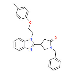 1-benzyl-4-(1-(2-(p-tolyloxy)ethyl)-1H-benzo[d]imidazol-2-yl)pyrrolidin-2-one structure