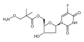 ((2R,3S,5R)-5-(5-fluoro-2,4-dioxo-3,4-dihydropyrimidin-1(2H)-yl)-3-hydroxytetrahydrofuran-2-yl)methyl 3-(aminooxy)-2,2-dimethylpropanoate结构式