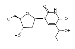 5-(1-hydroxy-2-iodoethyl)-2'-deoxyuridine结构式