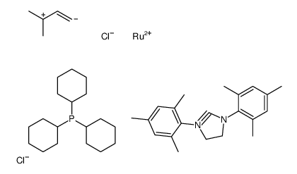 二氯[1,3-双(2,4,6-三甲基苯基)-2-咪唑烷亚基](3-甲基-2-亚丁烯基)(三环己基膦)钌(II)结构式