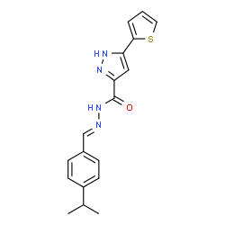 N'-{(E)-[4-(propan-2-yl)phenyl]methylidene}-3-(thiophen-2-yl)-1H-pyrazole-5-carbohydrazide Structure