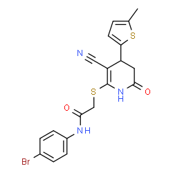 N-(4-bromophenyl)-2-((3-cyano-4-(5-methylthiophen-2-yl)-6-oxo-1,4,5,6-tetrahydropyridin-2-yl)thio)acetamide Structure