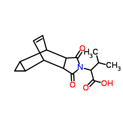 2-(3,5-Dioxo-4-azatetracyclo[5.3.2.02,6.08,10]dodec-11-en-4-yl)-3-methylbutanoic acid结构式