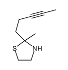 Thiazolidine, 2-methyl-2-(3-pentynyl)- Structure