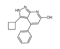 3-cyclobutyl-4-phenyl-1,2-dihydropyrazolo[3,4-b]pyridin-6-one结构式