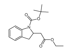 tert-butyl 2-(2-ethoxy-2-oxoethyl)-2,3-dihydroindole-1-carboxylate结构式