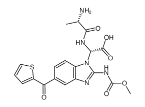 (S)-2-((S)-2-aminopropanamido)-2-(2-((methoxycarbonyl)amino)-5-(thiophene-2-carbonyl)-1H-benzo[d]imidazol-1-yl)acetic acid结构式