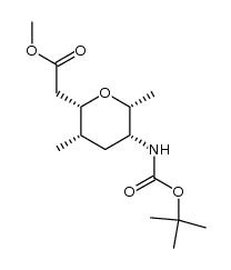 methyl (2S,3S,5R,6R)-(5-t-butoxycarbonylamino-3,6-dimethyltetrahydropyran-2-yl)acetate结构式