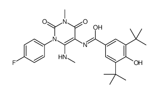 Benzamide,3,5-bis(1,1-dimethylethyl)-N-[1-(4-fluorophenyl)-1,2,3,4-tetrahydro-3-methyl-6-(methylamino)-2,4-dioxo-5-pyrimidinyl]-4-hydroxy- Structure