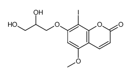 7-(2,3-dihydroxypropoxy)-8-iodod-5-methoxychromen-2-one结构式