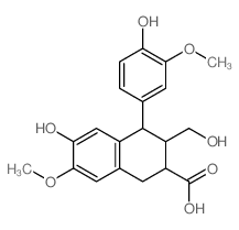 2-Naphthalenecarboxylicacid,1,2,3,4-tetrahydro-6-hydroxy-4-(4-hydroxy-3-methoxyphenyl)-3-(hydroxymethyl)-7-methoxy-,(2R,3R,4S)- Structure