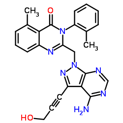 2-((4-amino-3-(3-hydroxyprop-1-ynyl)-1H-pyrazolo[3,4-d]pyrimidin-1-yl)Methyl)-5-Methyl-3-o-tolylquinazolin-4(3H)-one结构式