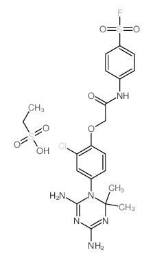 Benzenesulfonyl fluoride, 4-[[[2-chloro-4- (4,6-diamino-2, 2-dimethyl-1,3,5-triazin-1(2H)-yl)phenoxy]acetyl]amino]-, monoethanesulfonate结构式