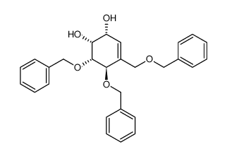 (1R,2R,3R,4R)-3,4-di-O-benzyl-5-(benzyloxymethyl)cyclohex-5-ene-1,2,3,4-tetraol结构式