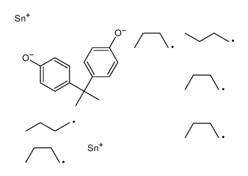 [isopropylidenebis(p-phenyleneoxy)]bis[tributylstannane] structure