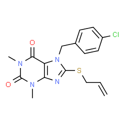 8-(allylthio)-7-(4-chlorobenzyl)-1,3-dimethyl-3,7-dihydro-1H-purine-2,6-dione结构式