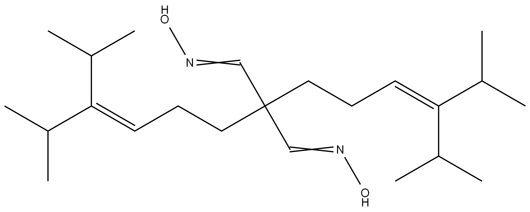 Propanedial, 2,2-bis[5-methyl-4-(1-methylethyl)-3-hexen-1-yl]-, 1,3-dioxime Structure