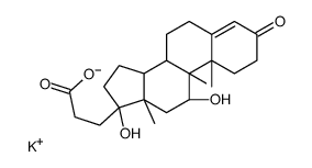 potassium,3-[(10S,11S,13S,17R)-9-fluoro-11,17-dihydroxy-10,13-dimethyl-3-oxo-1,2,6,7,8,11,12,14,15,16-decahydrocyclopenta[a]phenanthren-17-yl]propanoate结构式