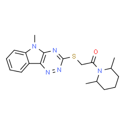 Piperidine, 2,6-dimethyl-1-[[(5-methyl-5H-1,2,4-triazino[5,6-b]indol-3-yl)thio]acetyl]- (9CI)结构式