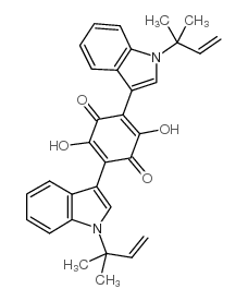 2,5-Cyclohexadiene-1,4-dione, 2,5-bis[1-(1,1-dimethyl-2-propenyl)-1H-indol-3-yl]-3,6-dihydroxy-结构式