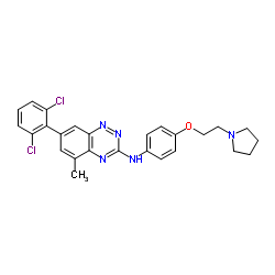 1,2,4-Benzotriazin-3-amine, 7-(2,6-dichlorophenyl)-5-Methyl-N-[4-[2-(1-pyrrolidinyl)ethoxy]phenyl]- structure