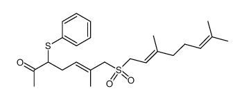 (E)-7-(((E)-3,7-dimethylocta-2,6-dien-1-yl)sulfonyl)-6-methyl-3-(phenylthio)hept-5-en-2-one Structure