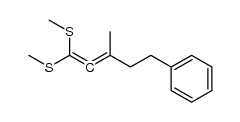 (3-methyl-5-phenylpenta-1,2-diene-1,1-diyl)bis(methylsulfane) Structure