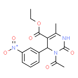 ethyl 1-acetyl-4-methyl-6-(3-nitrophenyl)-2-oxo-1,2,3,6-tetrahydropyrimidine-5-carboxylate结构式