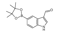 5-(4,4,5,5-tetramethyl-1,3,2-dioxaborolan-2-yl)-1H-indole-3-carbaldehyde structure