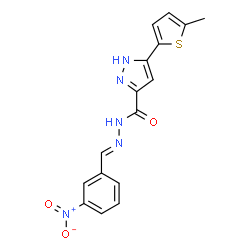 (E)-3-(5-methylthiophen-2-yl)-N-(3-nitrobenzylidene)-1H-pyrazole-5-carbohydrazide结构式