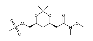 2-[(4R,6S)-6-methanesulfonyloxymethyl-2,2-dimethyl-[1,3]dioxan-4-yl]-N-methoxy-N-methyl-acetamide Structure