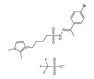 3-(4-((2-(1-(4-bromophenyl)ethylidene)hydrazinyl)sulfonyl)butyl)-1,2-dimethyl-1H-imidazol-3-ium trifluoromethanesulfonate Structure