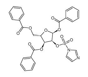 1,3,5-tri-O-benzoyl-2-O-(2-imidazolylsulfonyl)-α-L-ribofuranose结构式