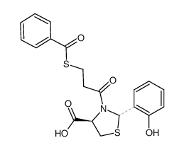 (4R)-3-(S-benzoyl-3-mercaptopropanoyl)-2-(2-hydroxyphenyl)-4-thiazolidinecarboxylic acid Structure