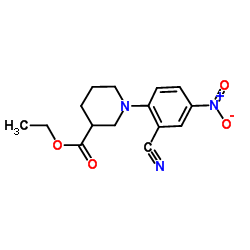 Ethyl 1-(2-cyano-4-nitrophenyl)-3-piperidinecarboxylate结构式