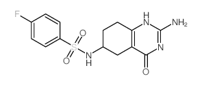 N-(2-amino-4-oxo-5,6,7,8-tetrahydro-1H-quinazolin-6-yl)-4-fluoro-benzenesulfonamide structure