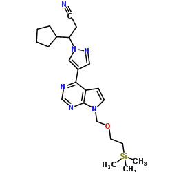 3-Cyclopentyl-3-[4-(7-{[2-(trimethylsilyl)ethoxy]methyl}-7H-pyrrolo[2,3-d]pyrimidin-4-yl)-1H-pyrazol-1-yl]propanenitrile Structure