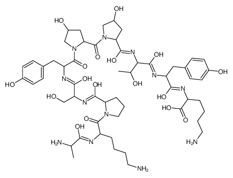 6-amino-2-[[2-[[2-[[1-[1-[2-[[2-[[1-[6-amino-2-(2-aminopropanoylamino)hexanoyl]pyrrolidine-2-carbonyl]amino]-3-hydroxypropanoyl]amino]-3-(4-hydroxyphenyl)propanoyl]-4-hydroxypyrrolidine-2-carbonyl]-4-hydroxypyrrolidine-2-carbonyl]amino]-3-hydroxybutanoyl]结构式