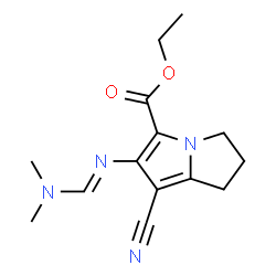 (E)-ethyl 7-cyano-6-(((dimethylamino)methylene)amino)-2,3-dihydro-1H-pyrrolizine-5-carboxylate Structure