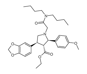 3-Pyrrolidinecarboxylic acid, 4-(1,3-benzodioxol-5-yl)-1-[2-(dibutylamino)-2-oxoethyl]-2-(4-Methoxyphenyl)-, ethyl ester, [2R-(2α,3β,4α)]- structure