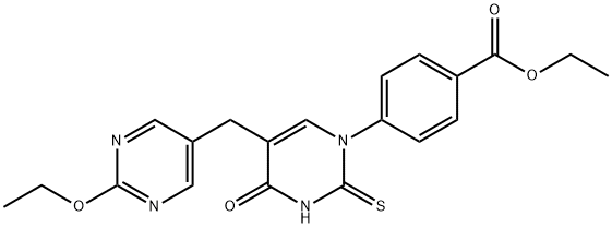 ethyl 4-(5-((2-ethoxypyrimidin-5-yl)methyl)-4-oxo-2-thioxo-3,4-dihydropyrimidin-1(2h)-yl)benzoate结构式