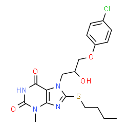 8-(Butylsulfanyl)-7-[3-(4-chlorophenoxy)-2-hydroxypropyl]-3-methyl-3,7-dihydro-1H-purine-2,6-dione structure