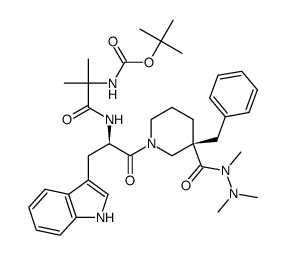 (R,R)-{1-[2-[3-benzyl-3-(N,N',N'-trimethyl-hydrazinocarbonyl)piperidin-1-yl]-1-(1H-indol-3-ylmethyl)-2-oxo-ethylcarbamoyl]-1-methylethyl}carbamic acid tert-butyl ester结构式