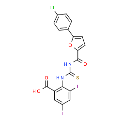 2-[[[[[5-(3-CHLOROPHENYL)-2-FURANYL]CARBONYL]AMINO]THIOXOMETHYL]AMINO]-3,5-DIIODO-BENZOIC ACID structure