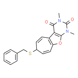 2H-Cyclohepta[4,5]furo[2,3-d]pyrimidine-2,4(3H)-dione,1,7-dihydro-1,3-dimethyl-7-[(phenylmethyl)thio]- (9CI) Structure