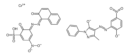 chromium(3+),3-(dioxidoamino)-6-oxo-5-[(2-oxonaphthalen-1-ylidene)hydrazinylidene]cyclohexa-1,3-diene-1-sulfonate,hydron,5-methyl-4-[(5-nitro-2-oxidophenyl)diazenyl]-2-phenylpyrazol-3-olate Structure