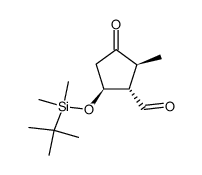 (1S,2S,5S)-5-{[tert-butyl(dimethyl)silyl]oxy}-2-methyl-3-oxocyclopentanecarbaldehyde结构式