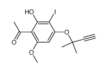 2-hydroxy-3-iodo-4-O-(1,1-dimethylpropargyl)-6-methoxy-acetophenone Structure