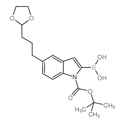 [5-[3-(1,3-dioxolan-2-yl)propyl]-1-[(2-methylpropan-2-yl)oxycarbonyl]indol-2-yl]boronic acid Structure